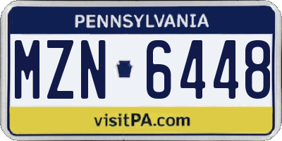 PA license plate MZN6448