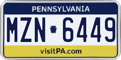 PA license plate MZN6449