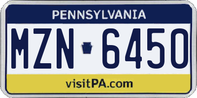 PA license plate MZN6450