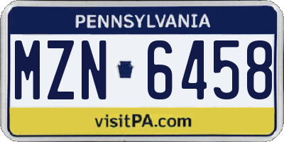PA license plate MZN6458