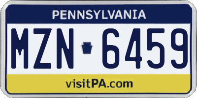 PA license plate MZN6459