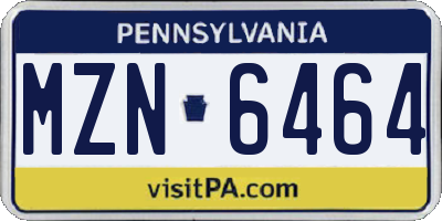 PA license plate MZN6464