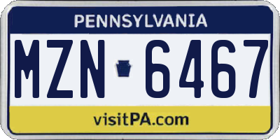 PA license plate MZN6467