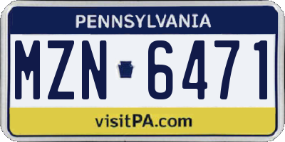 PA license plate MZN6471