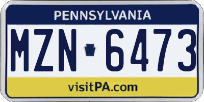 PA license plate MZN6473