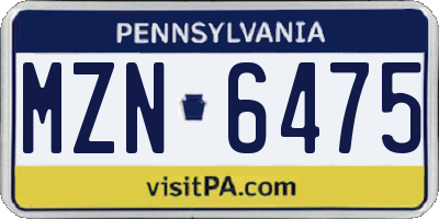 PA license plate MZN6475