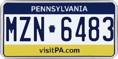 PA license plate MZN6483