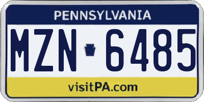 PA license plate MZN6485
