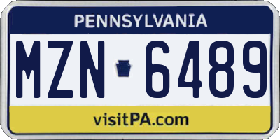 PA license plate MZN6489