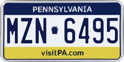 PA license plate MZN6495