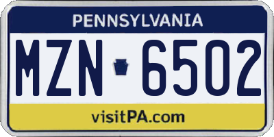 PA license plate MZN6502