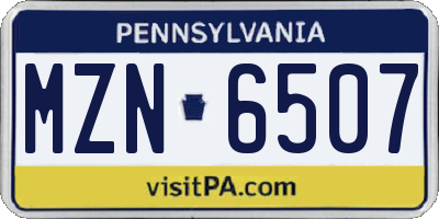PA license plate MZN6507