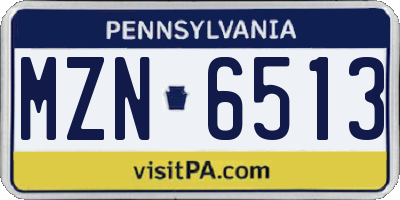 PA license plate MZN6513