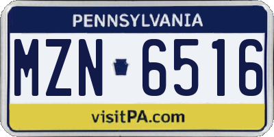 PA license plate MZN6516