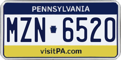PA license plate MZN6520