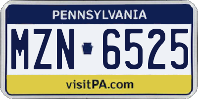 PA license plate MZN6525