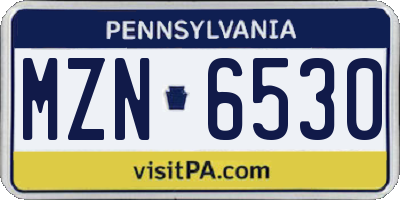 PA license plate MZN6530