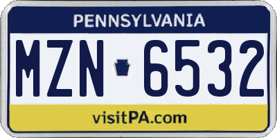 PA license plate MZN6532