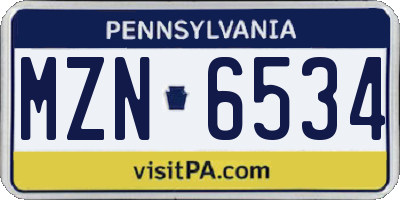 PA license plate MZN6534