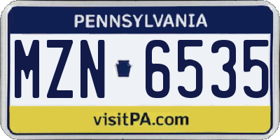 PA license plate MZN6535