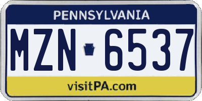 PA license plate MZN6537