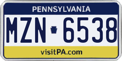 PA license plate MZN6538