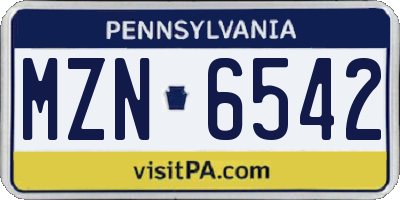 PA license plate MZN6542