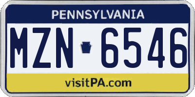 PA license plate MZN6546