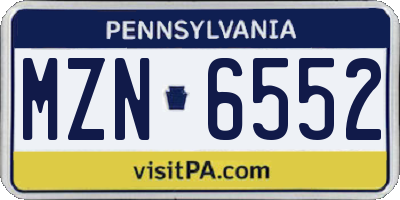 PA license plate MZN6552