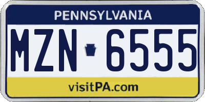 PA license plate MZN6555