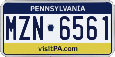 PA license plate MZN6561