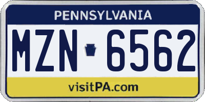PA license plate MZN6562