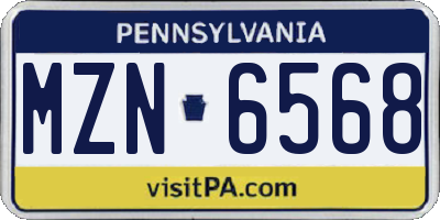 PA license plate MZN6568