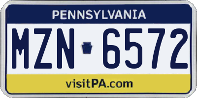 PA license plate MZN6572