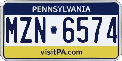 PA license plate MZN6574