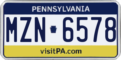 PA license plate MZN6578