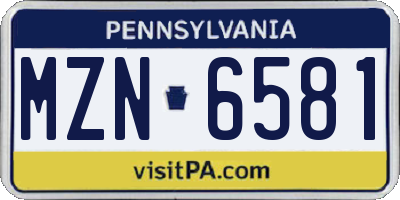 PA license plate MZN6581