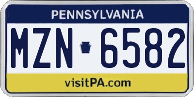 PA license plate MZN6582