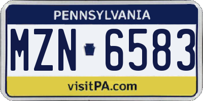 PA license plate MZN6583