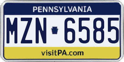 PA license plate MZN6585