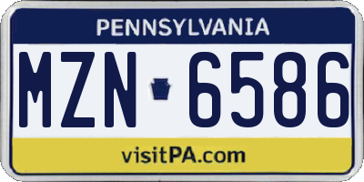 PA license plate MZN6586