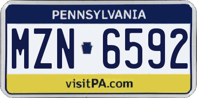 PA license plate MZN6592