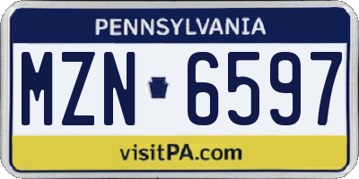 PA license plate MZN6597