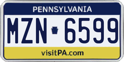 PA license plate MZN6599