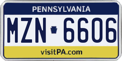 PA license plate MZN6606