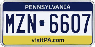 PA license plate MZN6607