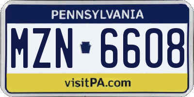 PA license plate MZN6608