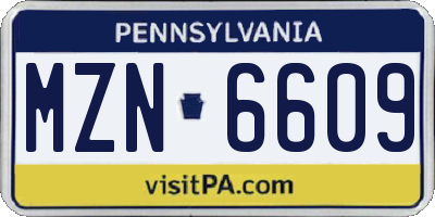 PA license plate MZN6609