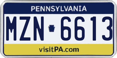 PA license plate MZN6613