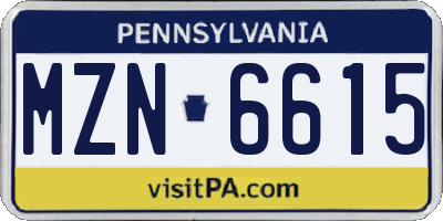 PA license plate MZN6615